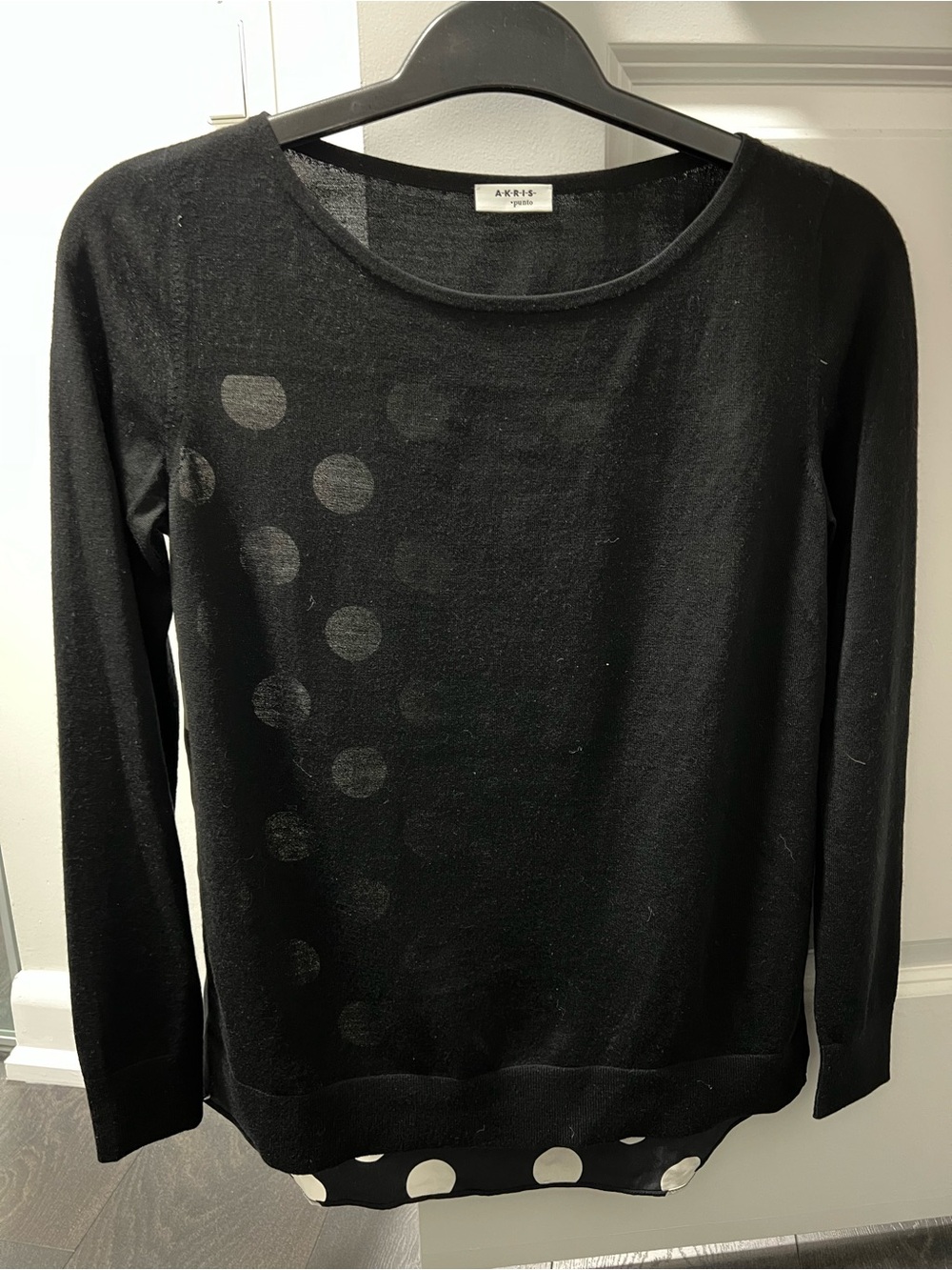 Akris Punto Black Knit Scoop Neck Sweater